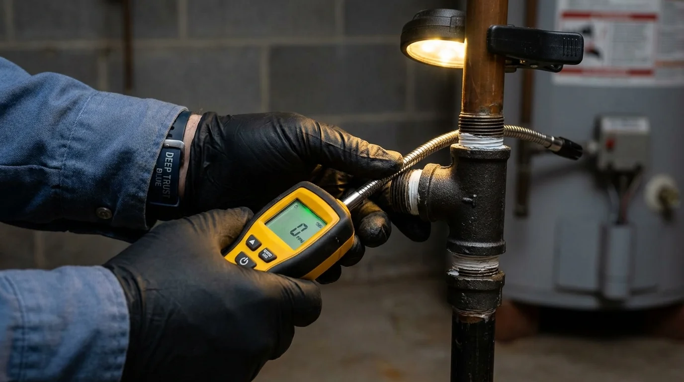 Gas leak detection with electronic sniffer by Johns Plumbing LLC in Spring Grove
