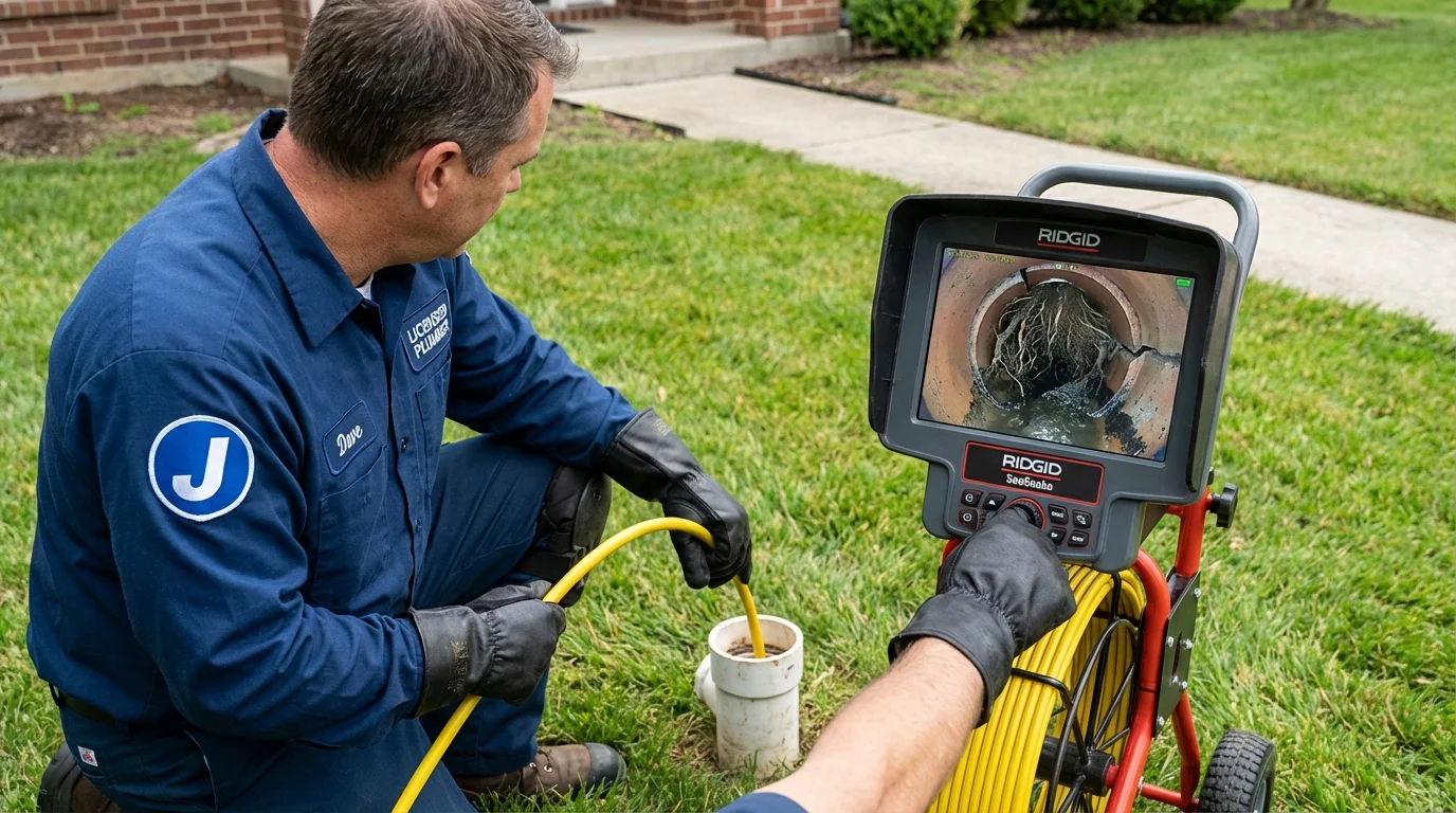 Sewer camera inspection being performed by Johns Plumbing LLC in Spring Grove