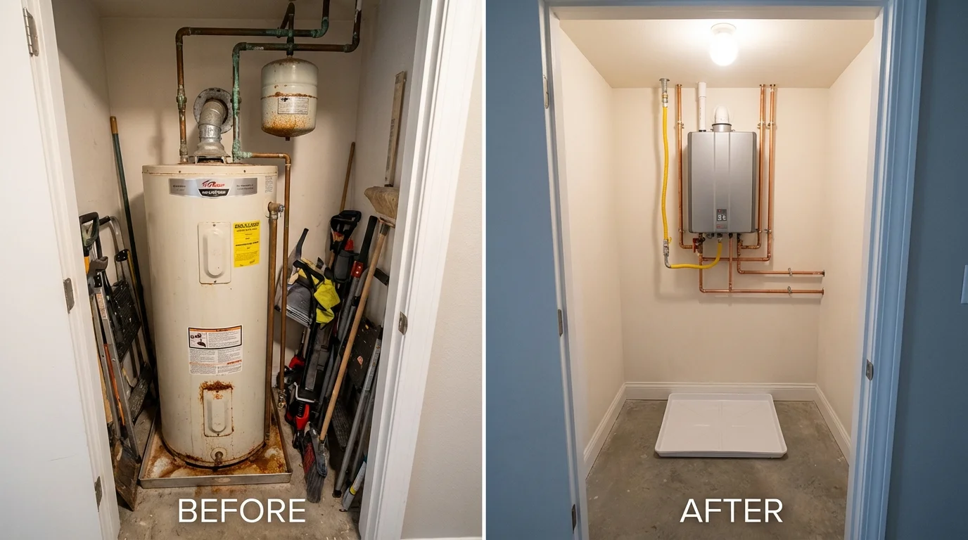 Tank water heater versus wall-mounted tankless unit comparison for Spring Grove, PA homeowners